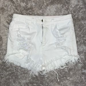 White Ripped Jean Shorts